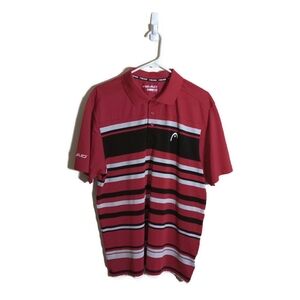 Head Activewear Men Red Colorblock Multistripe Polo Shirt Sz Large